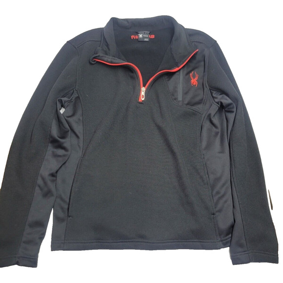 SPYDER‎ Men's Medium Jacket 1/4 Zip Black Pockets Pullover Logo - Picture 1 of 4